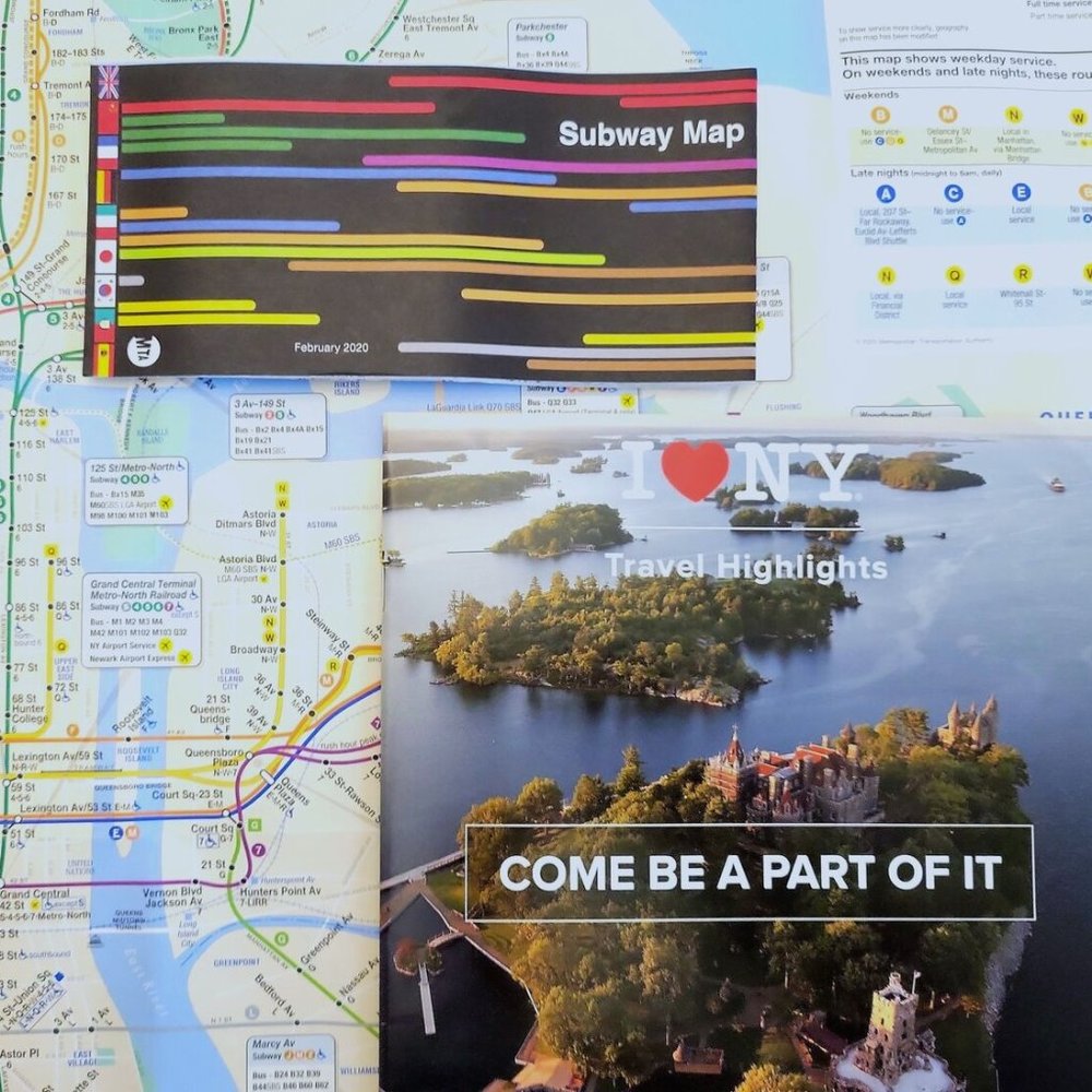 I ❤ New York Travel Guide 2023 Brochure + Love New York City Subway Train map